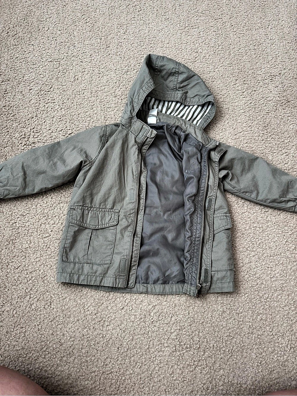 H&M Boys Green Hooded Jacket Size 2T